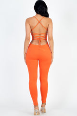 Criss-Cross Open Back Bodycon Jumpsuit