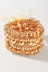 Metallic Ball Bead Bracelet Set