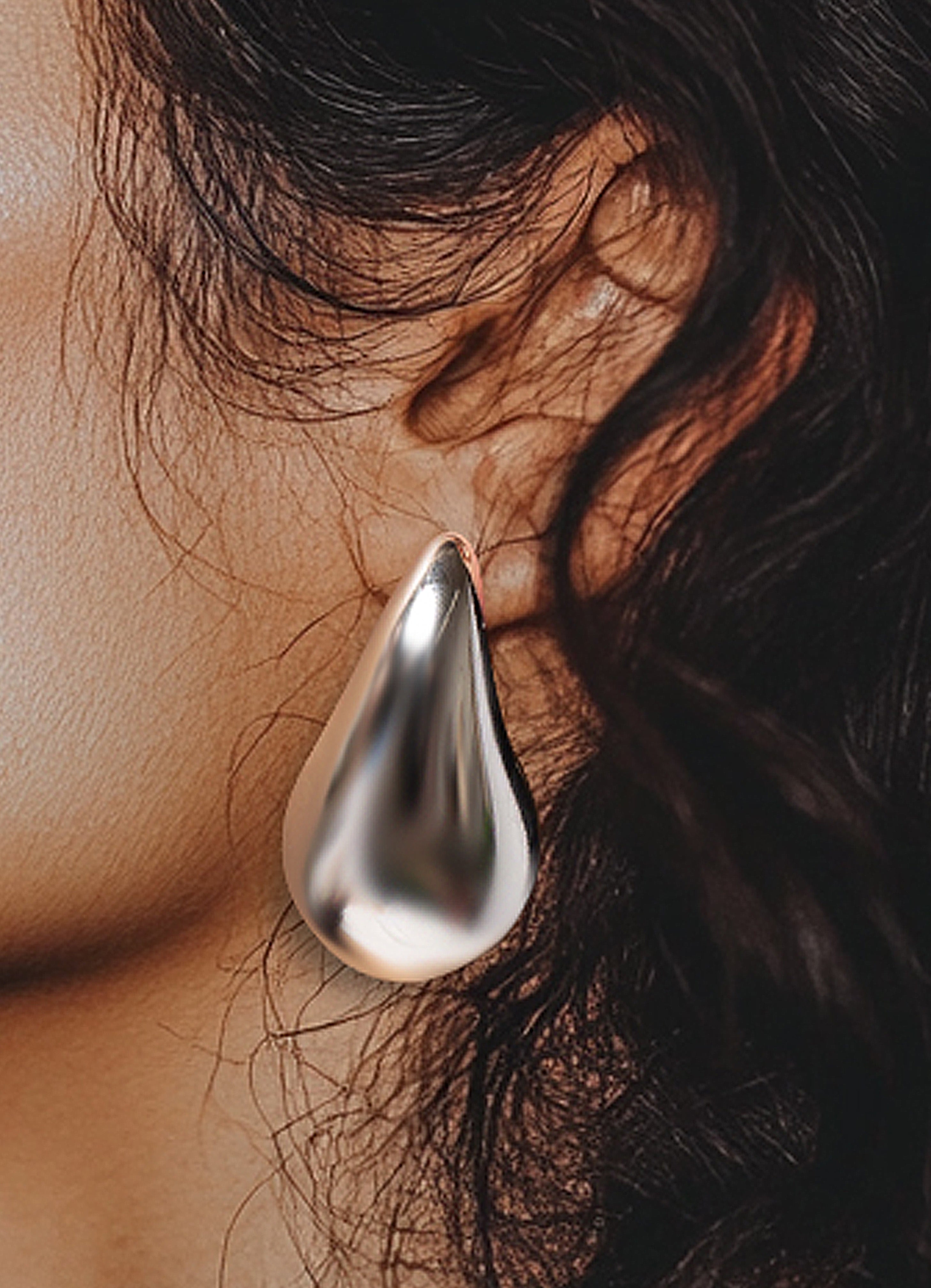 Bulky Shiny Teardrop Earrings