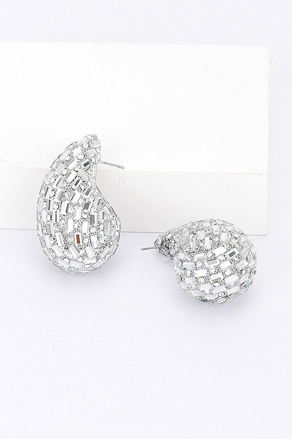 Rhinestone Tear Drop Earring