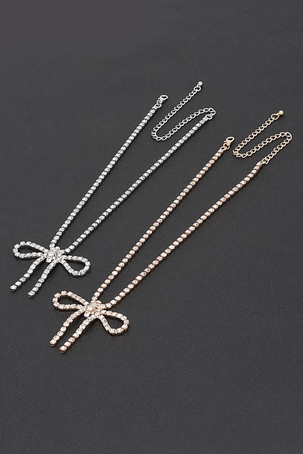 Glamour Bow Rhinestone Necklace