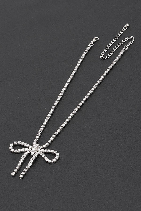 Glamour Bow Rhinestone Necklace