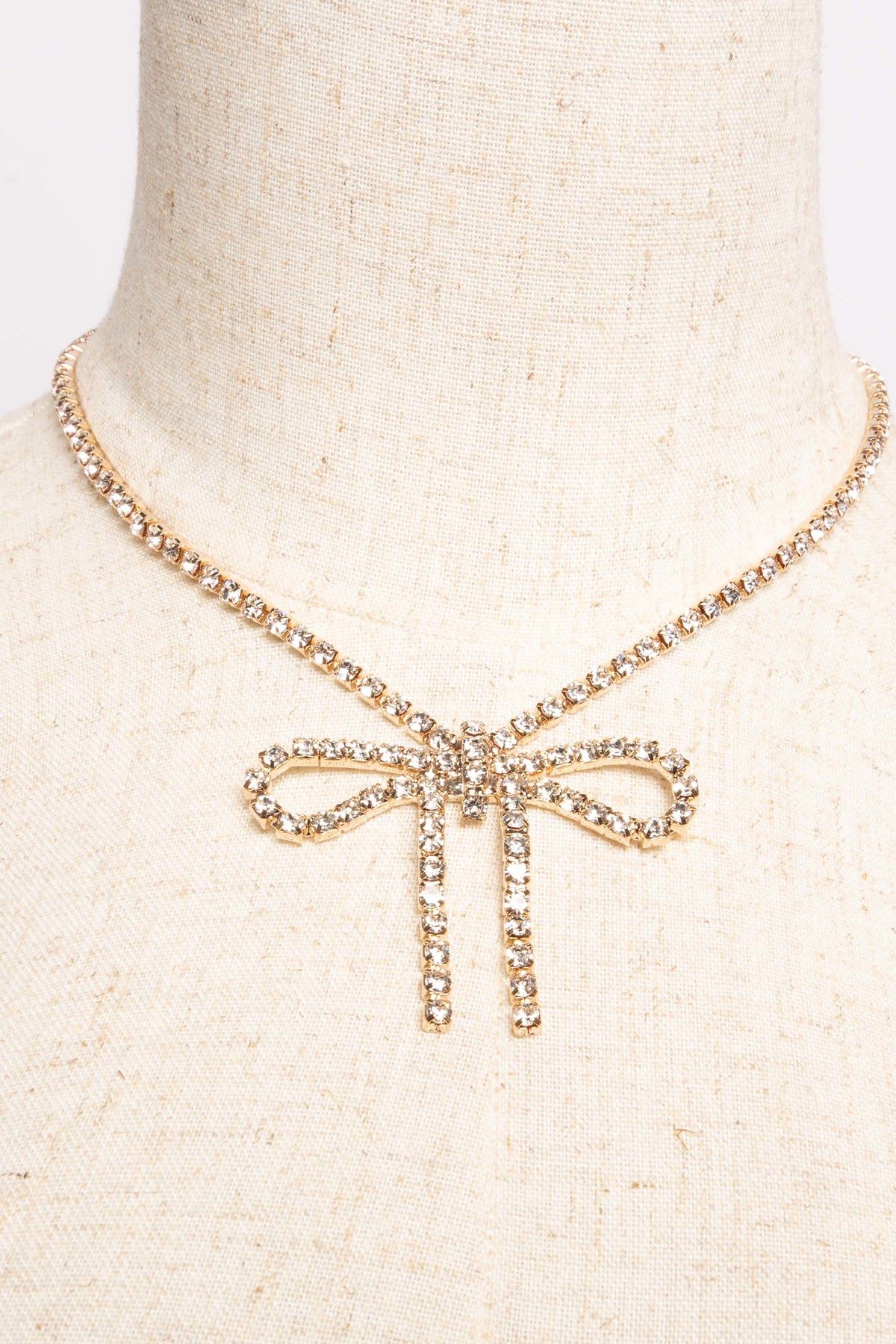 Glamour Bow Rhinestone Necklace