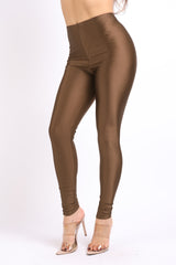 High Waisted shiny nylon leggings in Plus Size