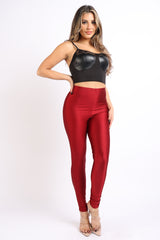 High Waisted shiny nylon leggings in Plus Size