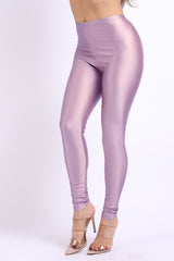 High Waisted shiny nylon leggings in Plus Size