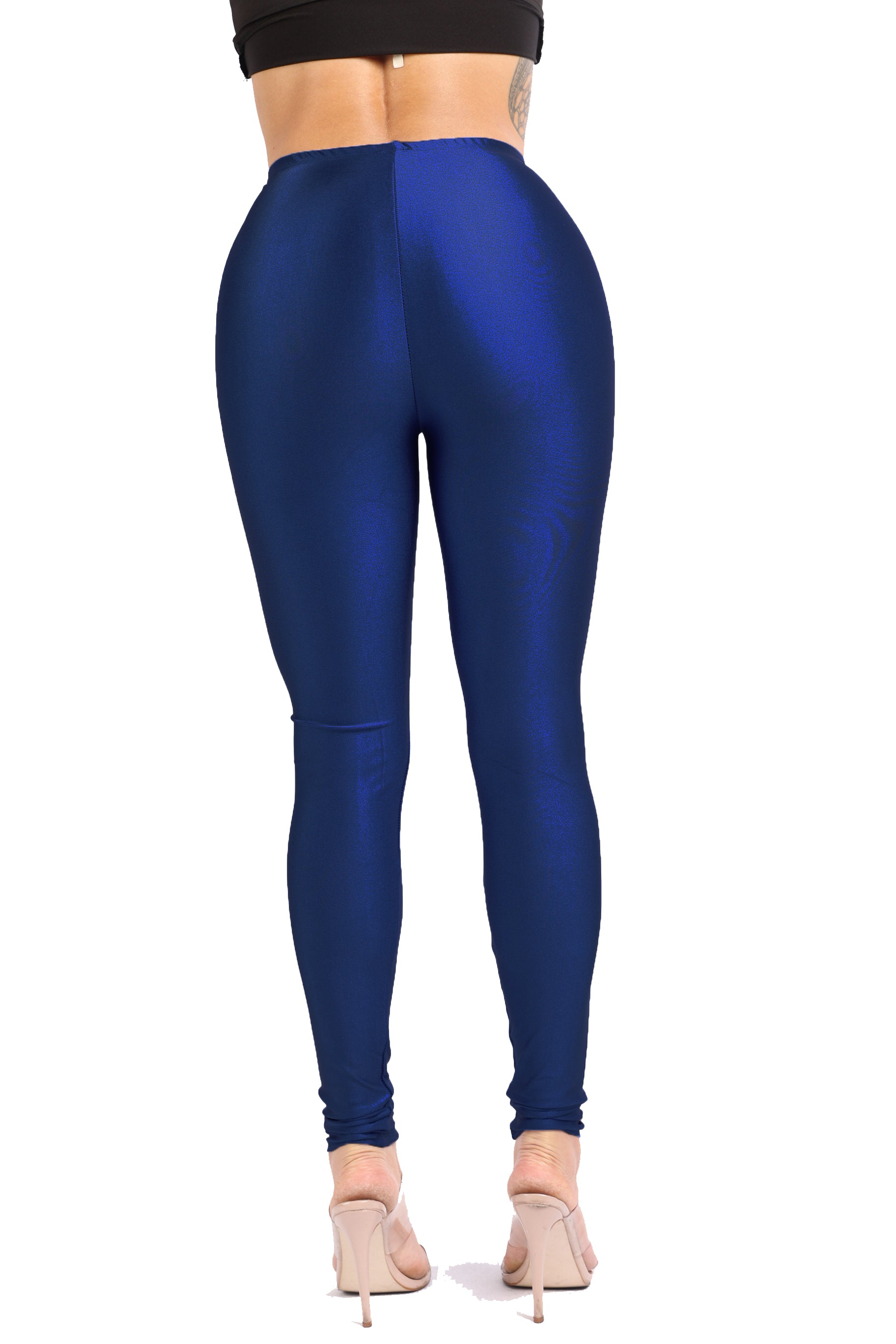 High Waisted shiny nylon leggings in Plus Size