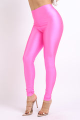 High Waisted shiny nylon leggings in Plus Size