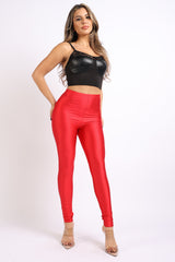 High Waisted shiny nylon leggings in Plus Size