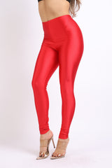 High Waisted shiny nylon leggings in Plus Size