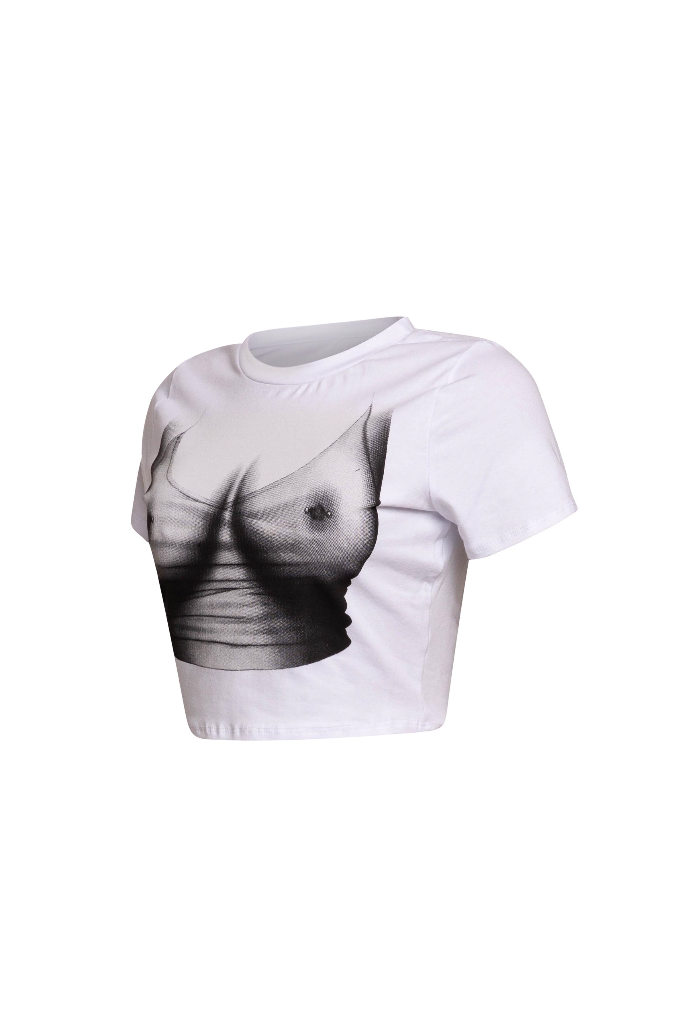 White Bogomore Illusion Tee with side torso contour - right side view