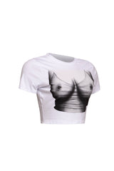 White Bogomore Illusion Tee with side torso contour - right side view