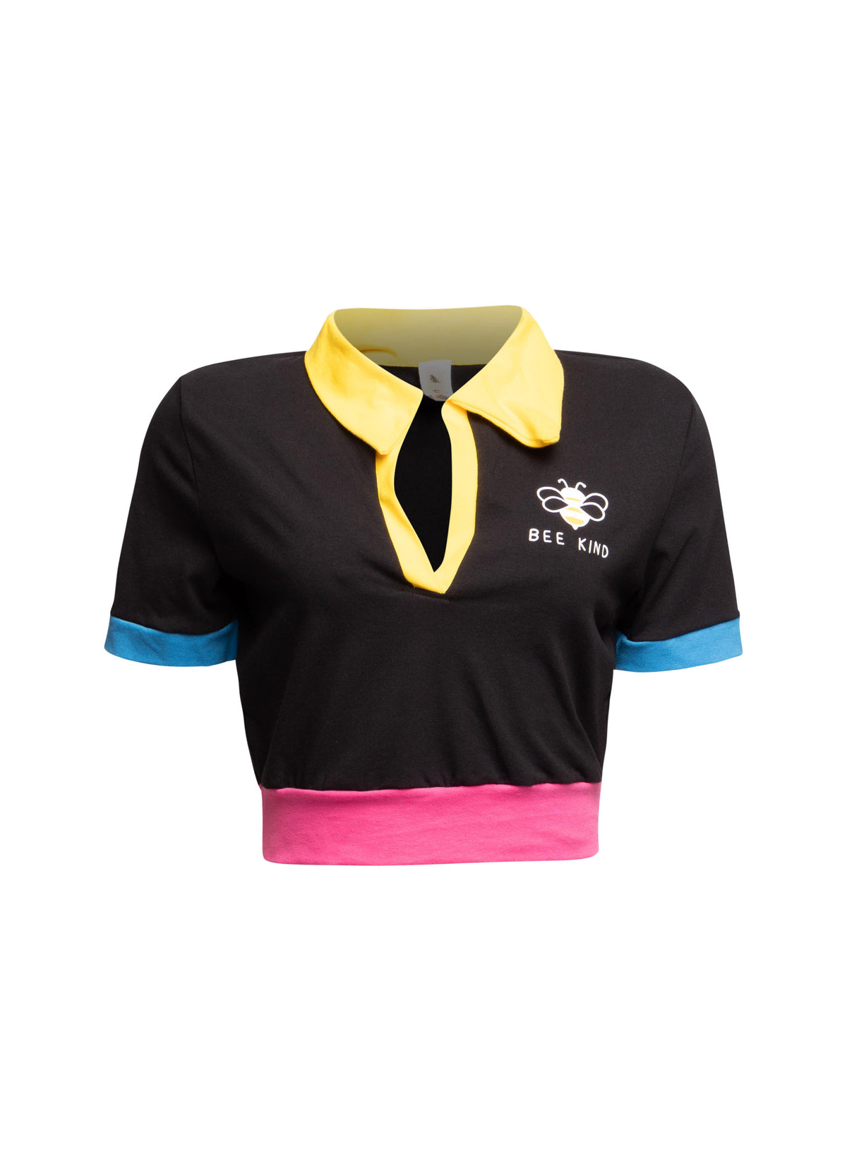 Bee Kind Color Block Polo Crop Top