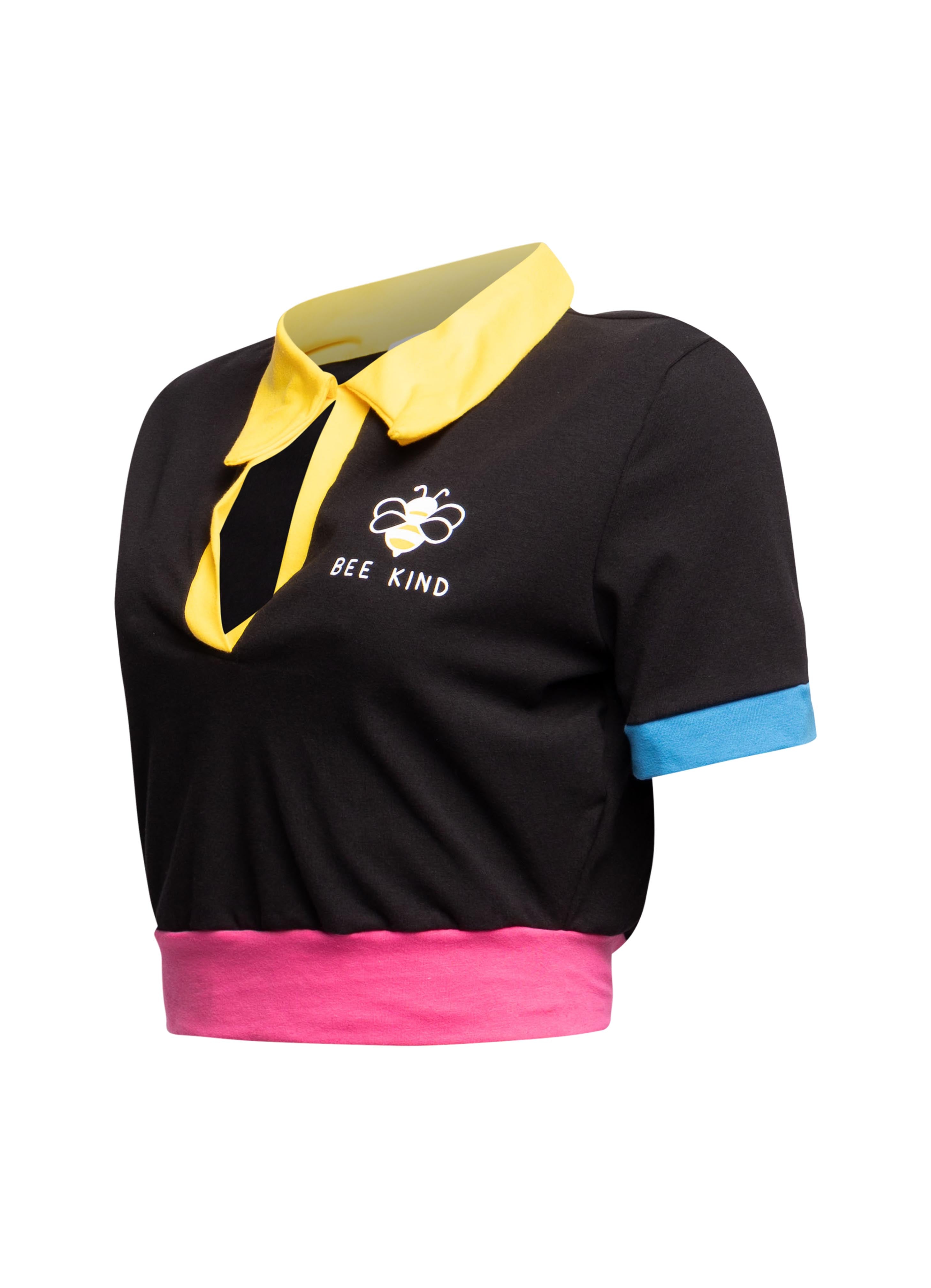 Bee Kind Color Block Polo Crop Top