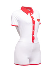 White Bogomore bodysuit highlighting the slim fit design from right side - right side view.