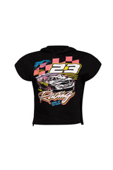 White Bogomore King of Speed Tee front view showcasing car number 23