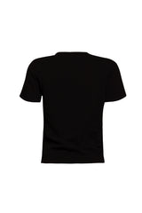 Back view of black 'Down for the Ride' t-shirt with a clean, solid back design.