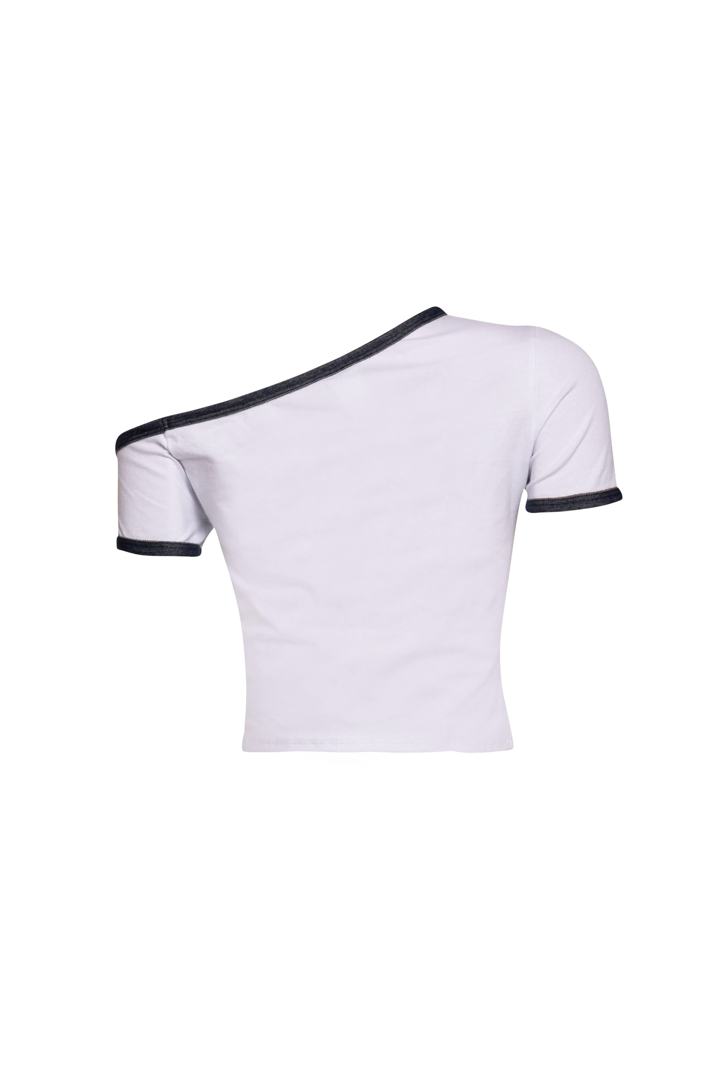 White Bogomore Retro 1998 Tee with black trim - back view