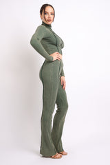 mineral washed long sleeve top and pants set.