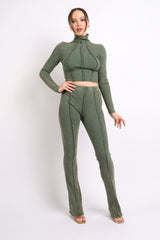 mineral washed long sleeve top and pants set.