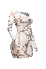 Barbed wire printed mesh dress