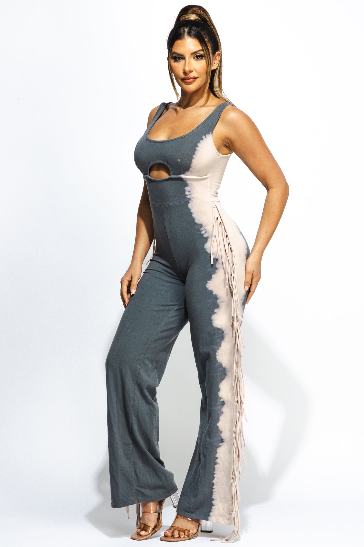 Bleached two tone colorway jumpsuit