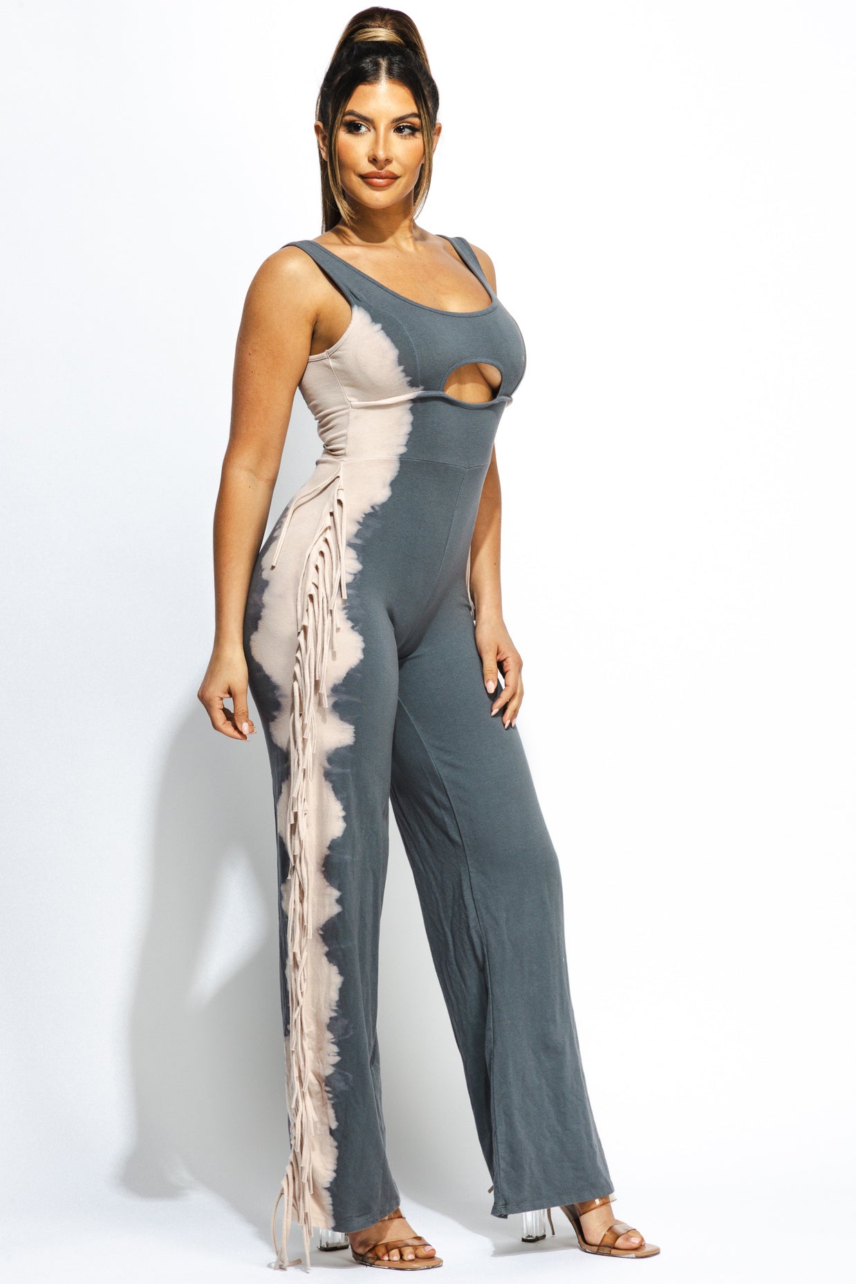 Bleached two tone colorway jumpsuit