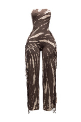 Bogomore's signature fringe detail in tube jumpsuit with special mineral washing