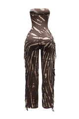 Bogomore's signature fringe detail in tube jumpsuit with special mineral washing