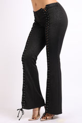 Lace up detailed pants