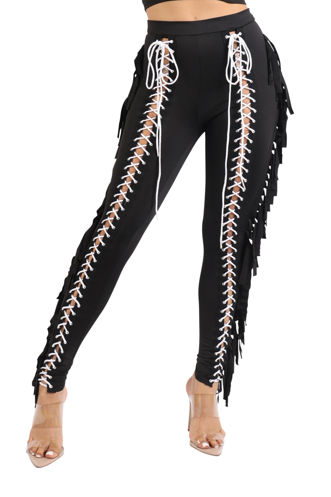 Lace up and fringe pants