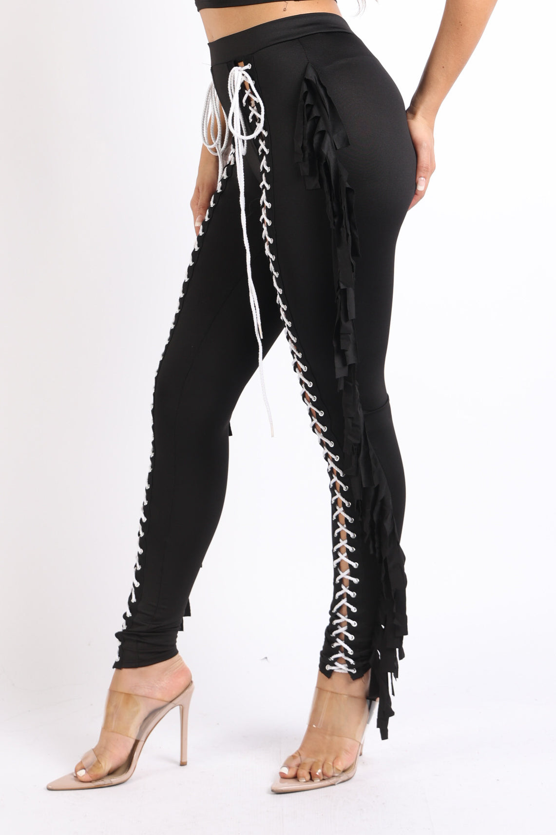 Lace up and fringe pants