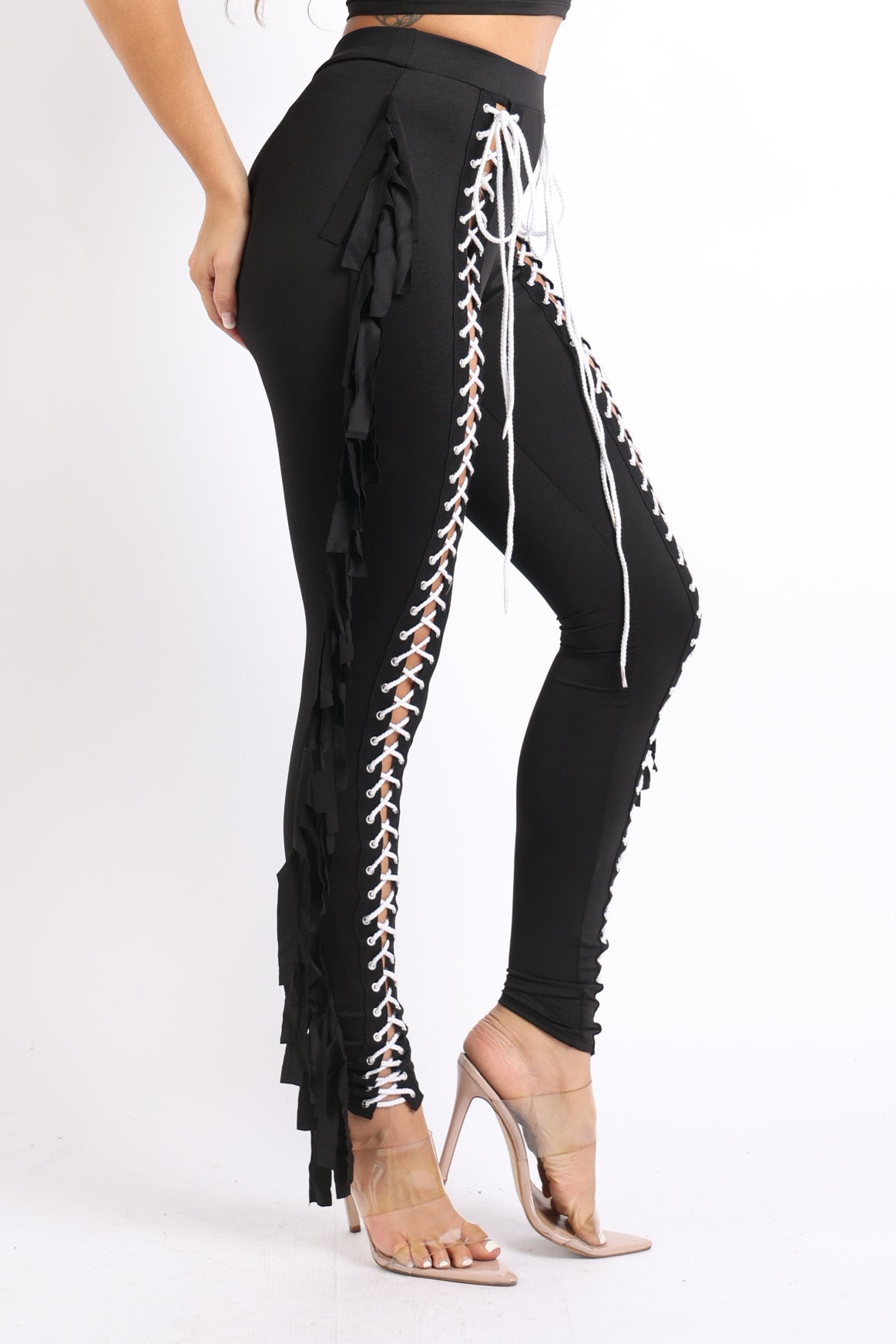 Lace up and fringe pants