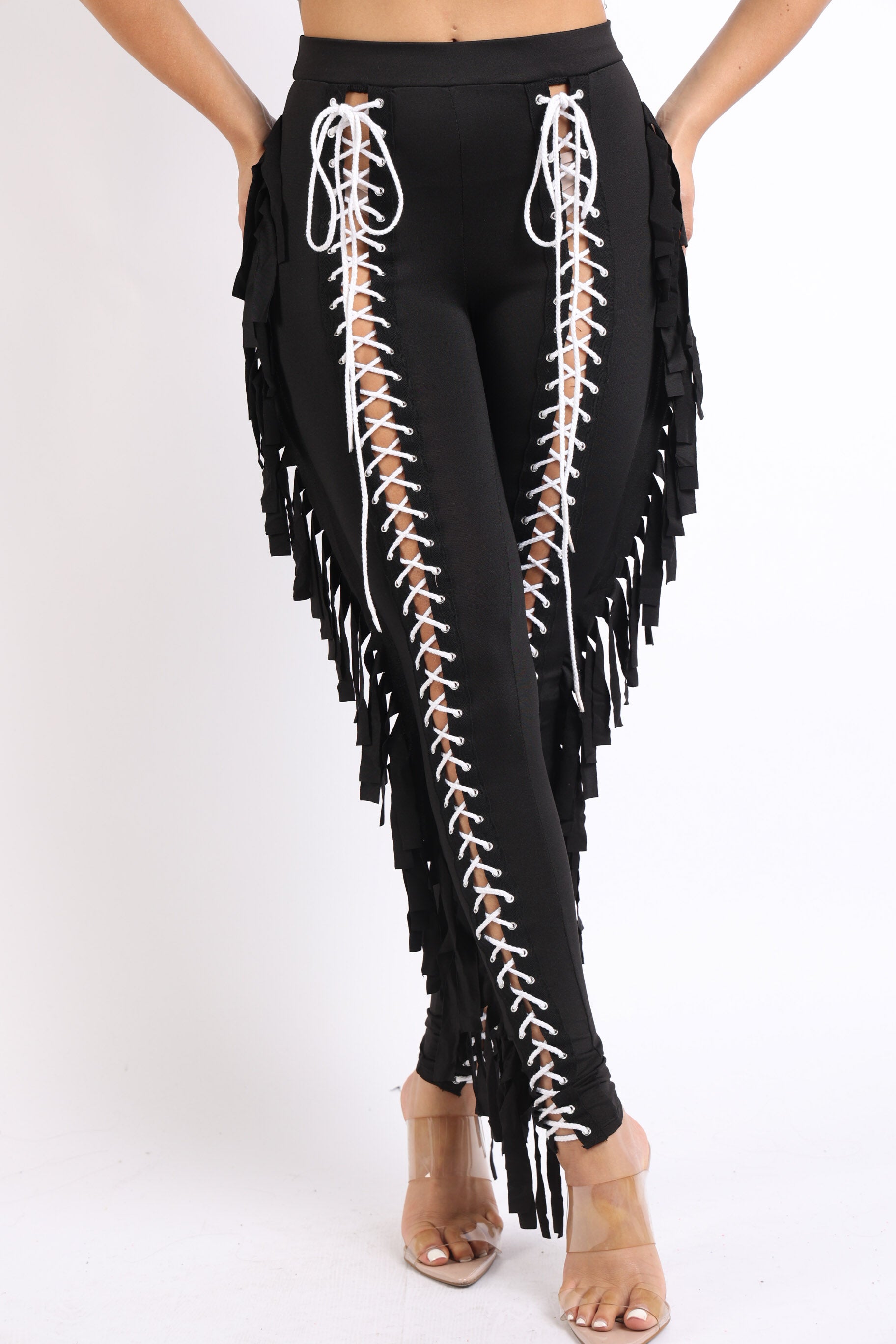 Lace up and fringe pants