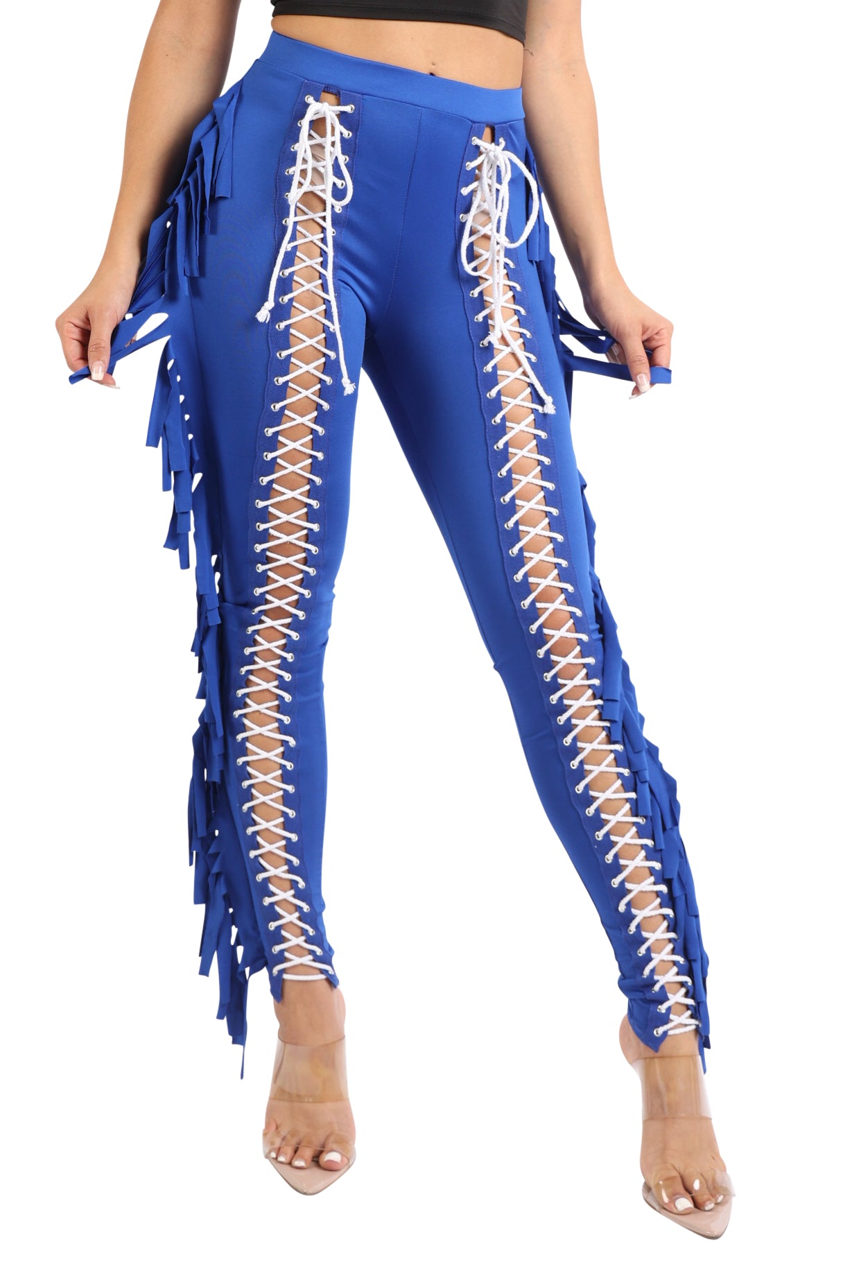 Lace up and fringe pants