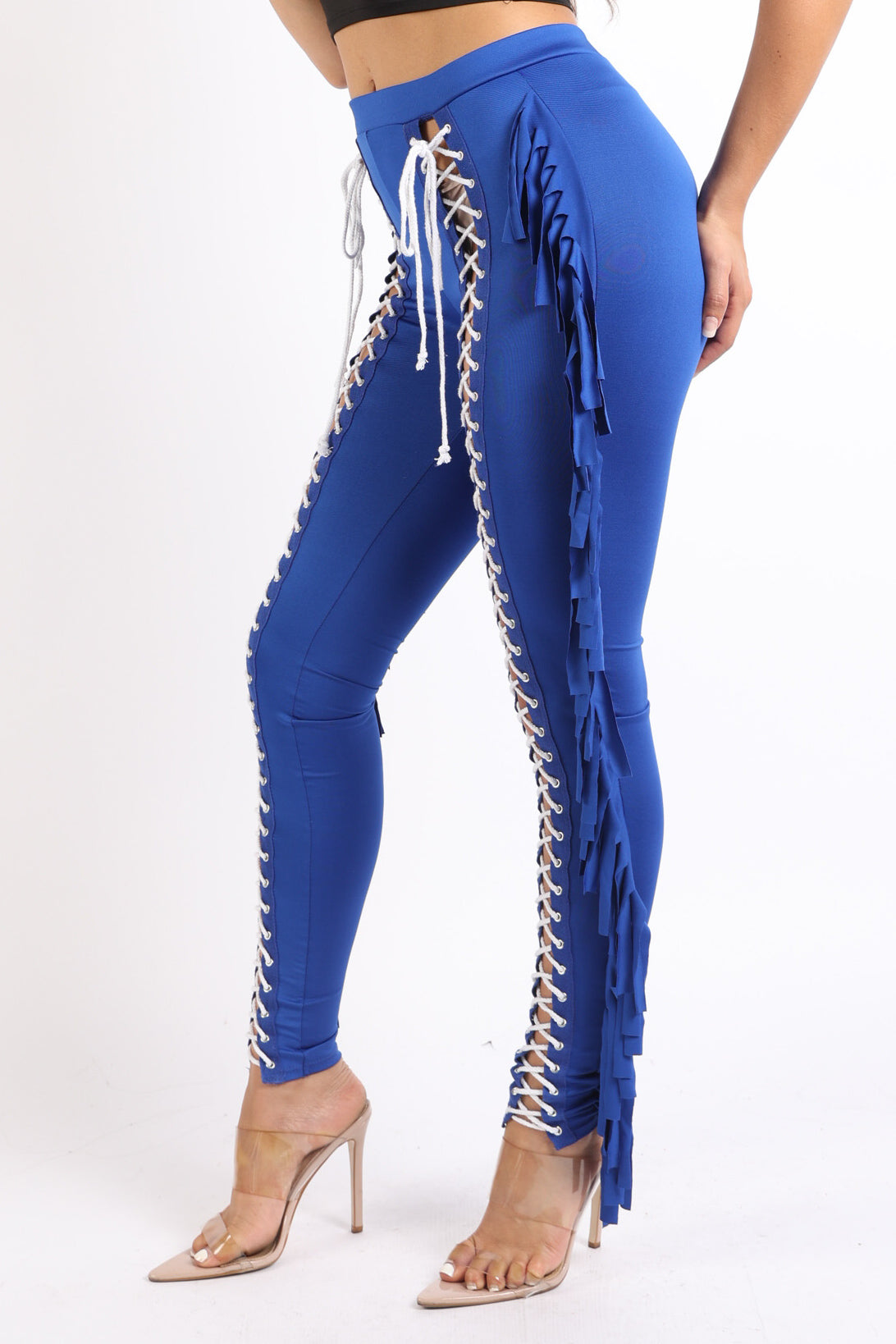 Lace up and fringe pants