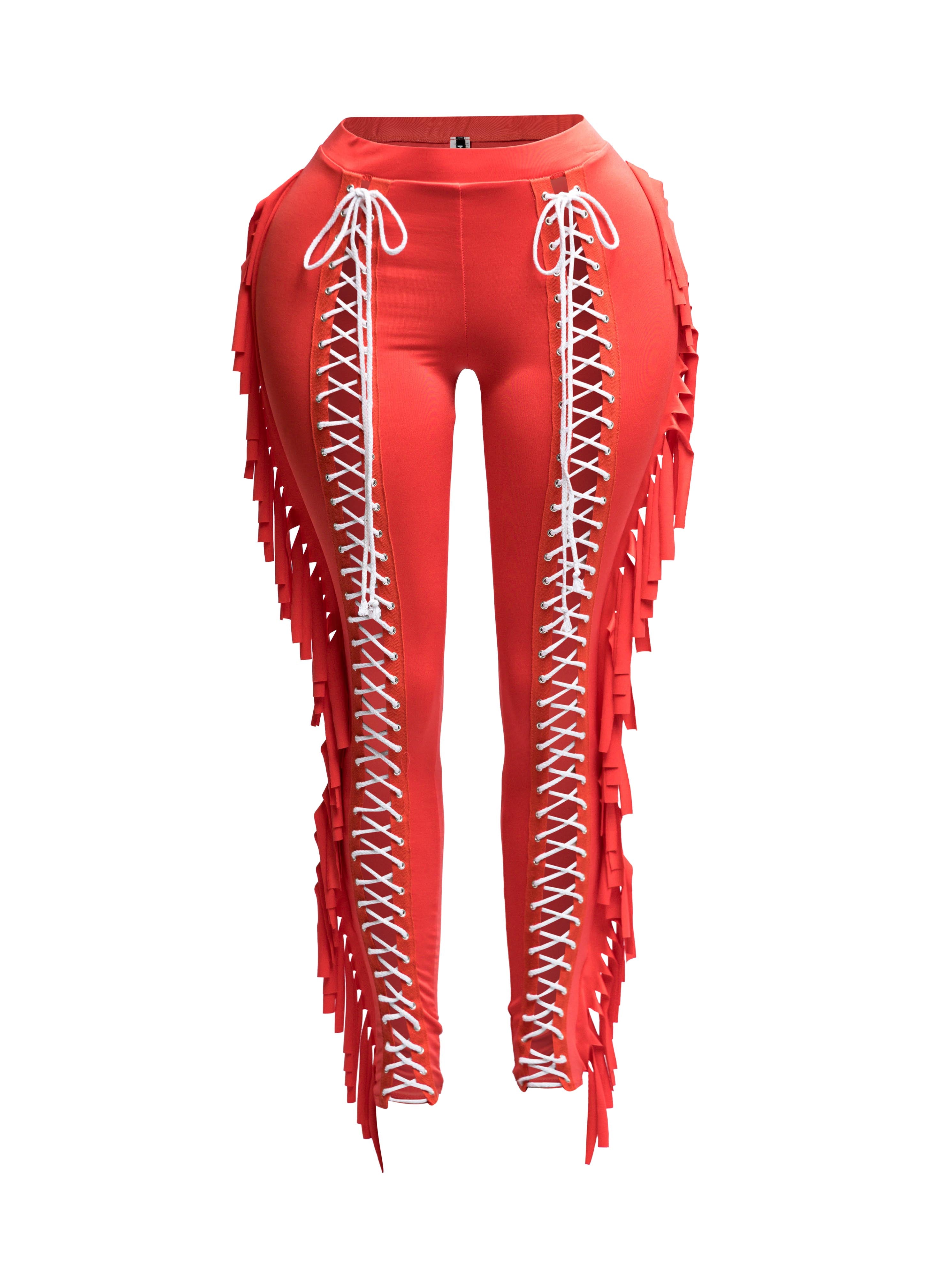 Lace up and fringe pants