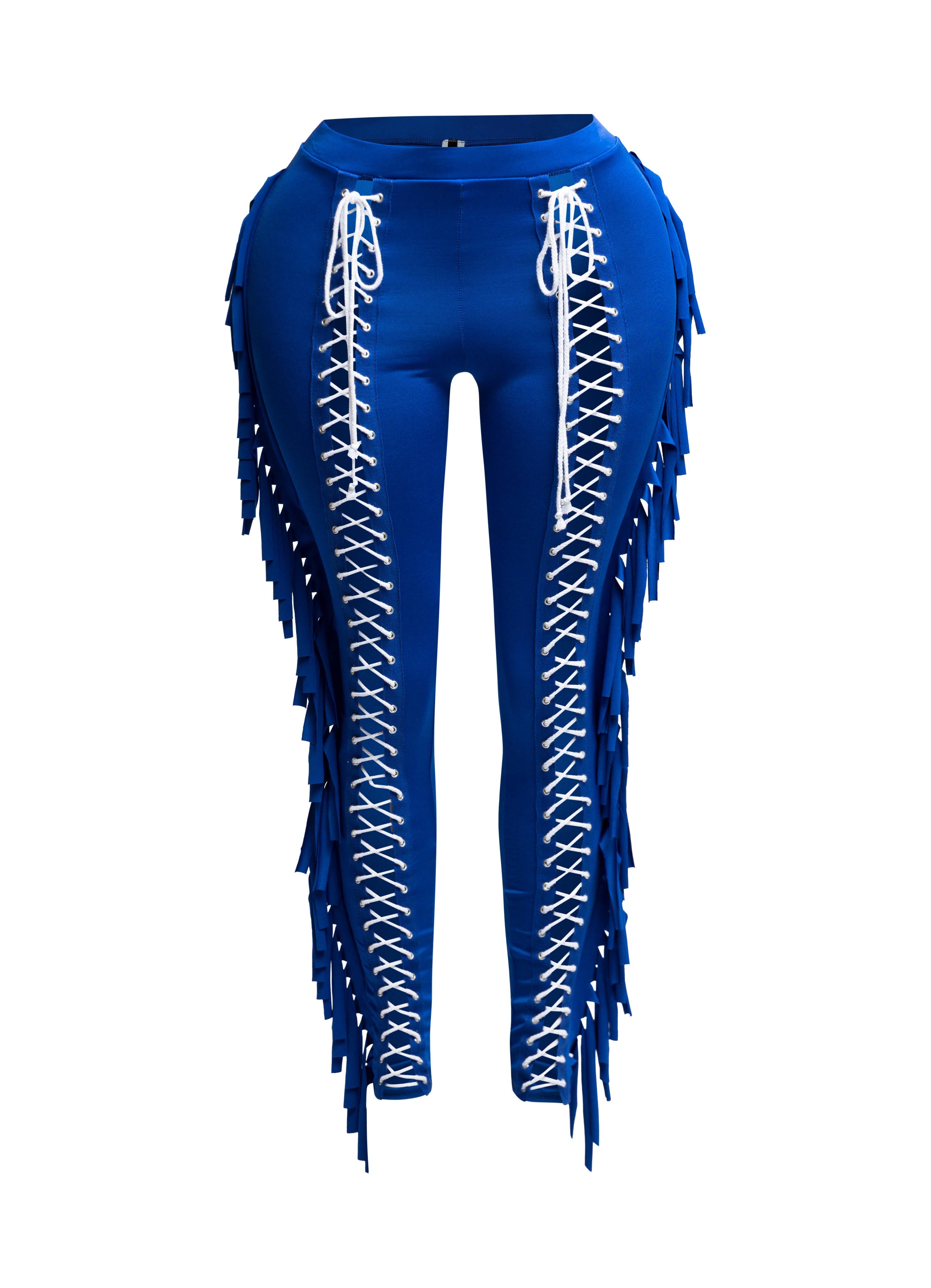 Lace up and fringe pants