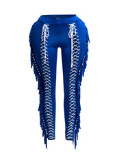 Lace up and fringe pants