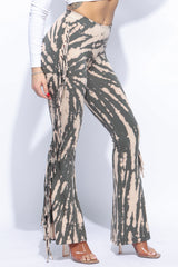 Tie dye fringe pants