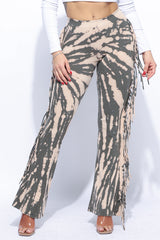 Tie dye fringe pants