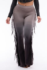 Dip wash fringe flared pants