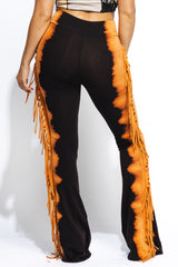 Two tone fringe pants