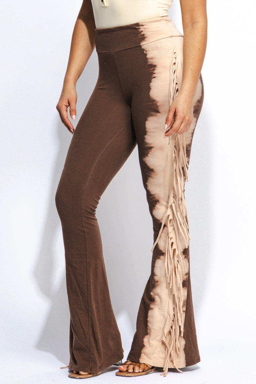 Two tone fringe pants