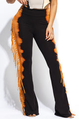 Two tone fringe pants