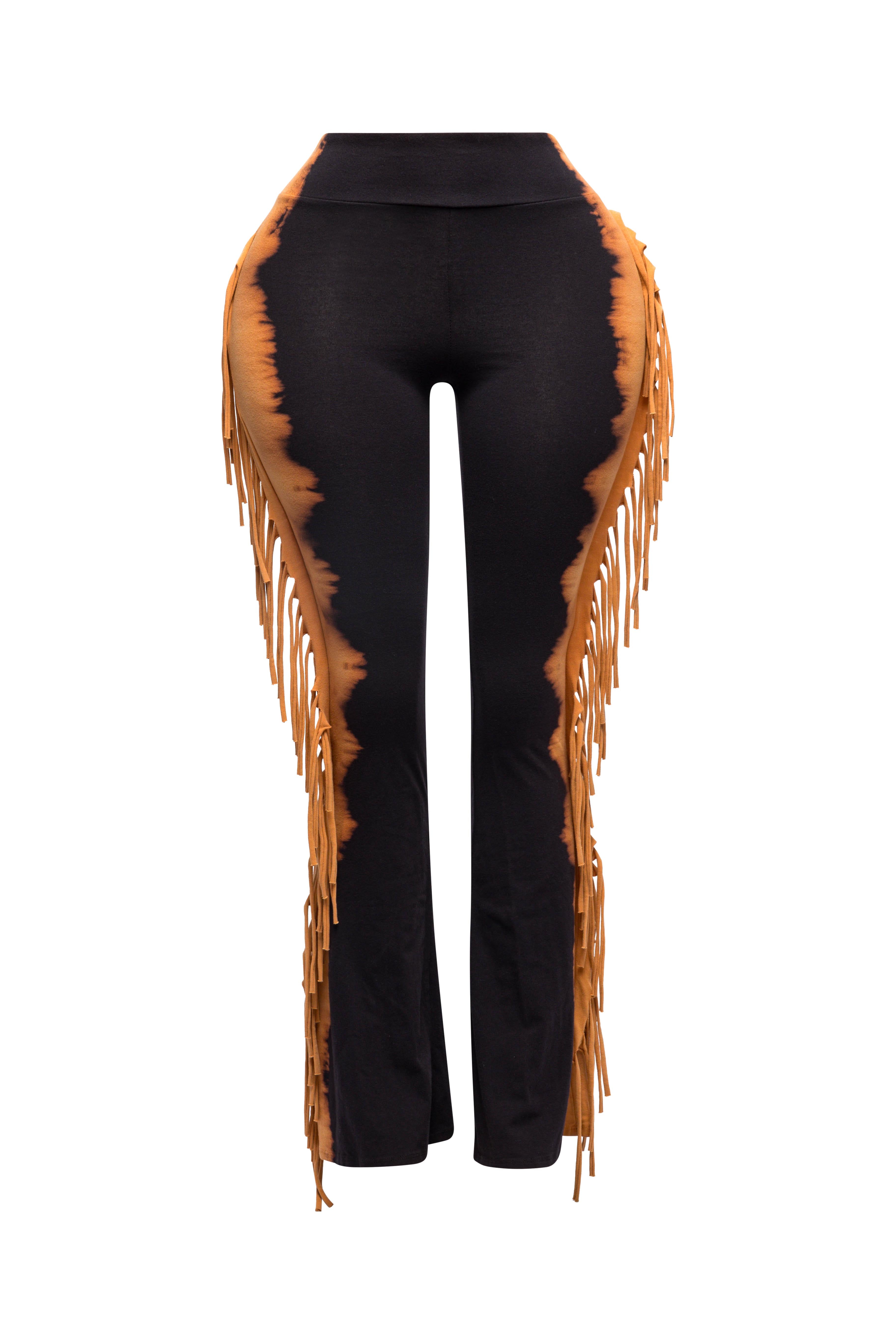 Two tone fringe pants