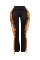 Two tone fringe pants