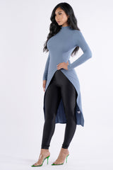 Asymmetrical mock neck long sleeve top