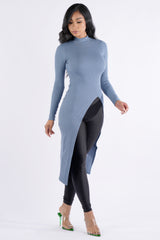 Asymmetrical mock neck long sleeve top