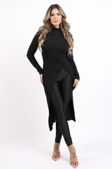 Asymmetrical mock neck long sleeve top